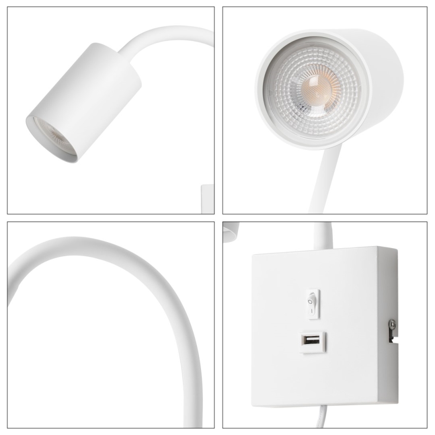 Lampada da parete con USB PUNTO 1xGU10/9W/230V bianca