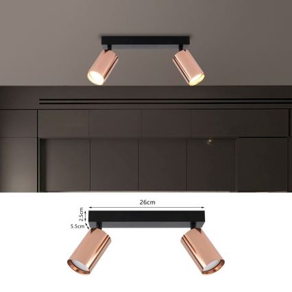 Faretto PUNTO 2xGU10/9W/230V oro rosa