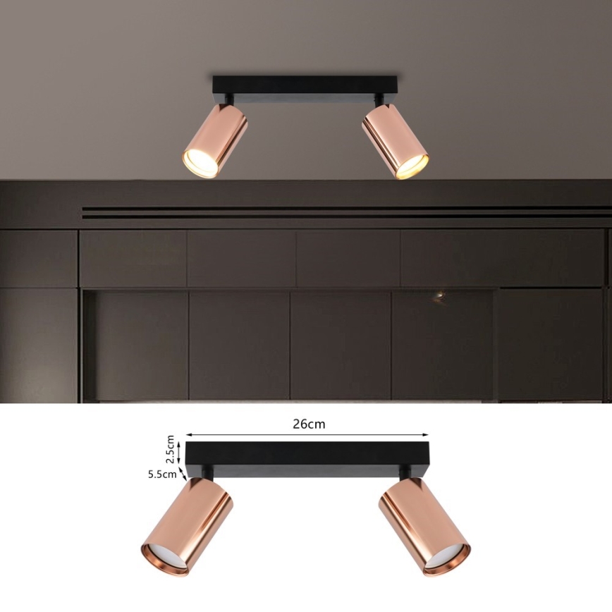 Faretto PUNTO 2xGU10/9W/230V oro rosa