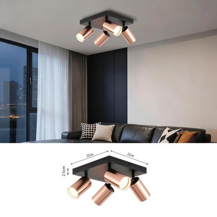 Faretto PUNTO 4xGU10/9W/230V oro rosa