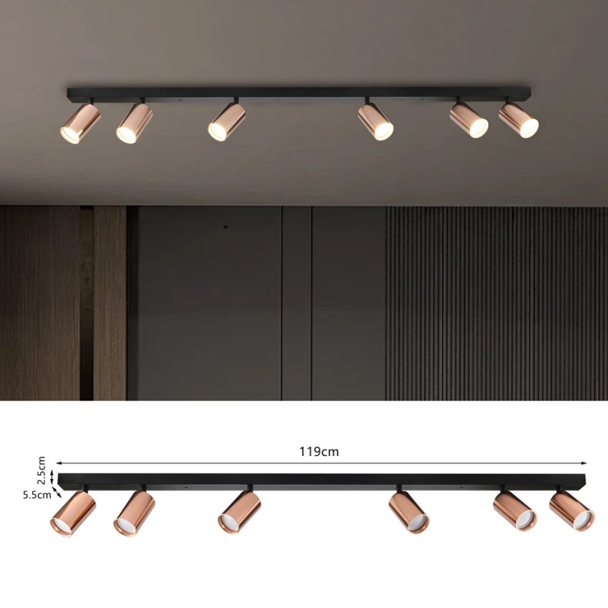 Faretto PUNTO 6xGU10/9W/230V oro rosa