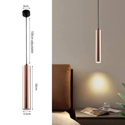 Lampadario a sospensione con cavo PUNTO 1xGU10/9W/230V oro rosa