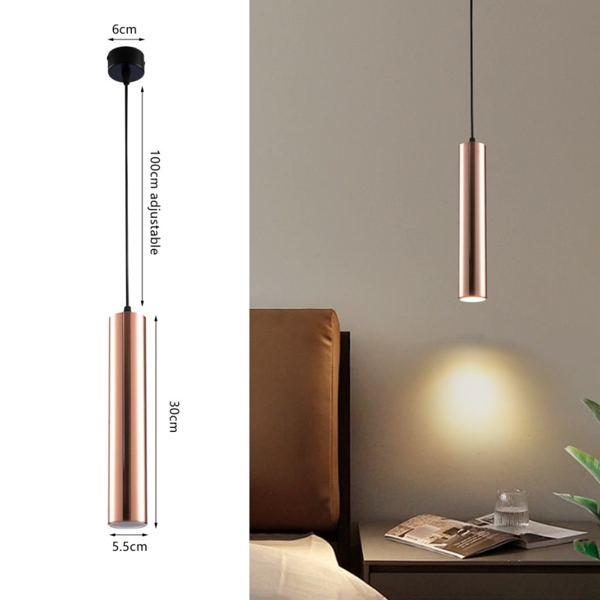 Lampadario a sospensione con cavo PUNTO 1xGU10/9W/230V oro rosa