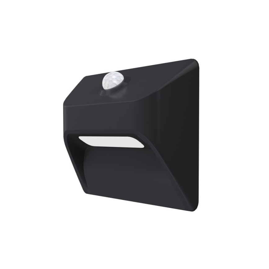 Immax 08307L - Lampada a LED ricaricabile per scale con sensore di movimento e sensore crepuscolare STEP LIGHT LED/0,3W/3,7V 2200 mAh IP53 nera