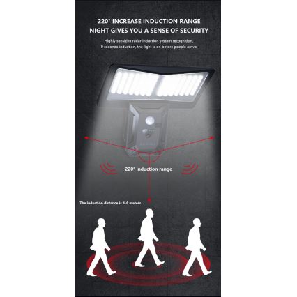 Applique a LED solare con sensore LED/2,6W/5,5V IP65 1800 mAh nero