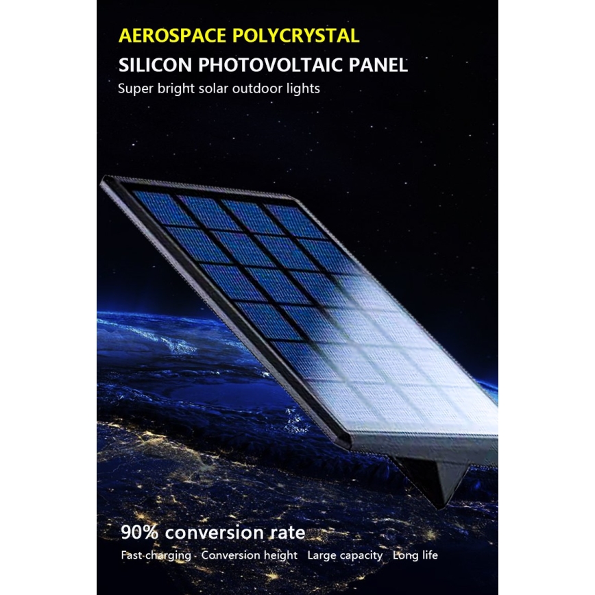 Applique a LED solare con sensore LED/2,6W/5,5V IP65 1800 mAh nero