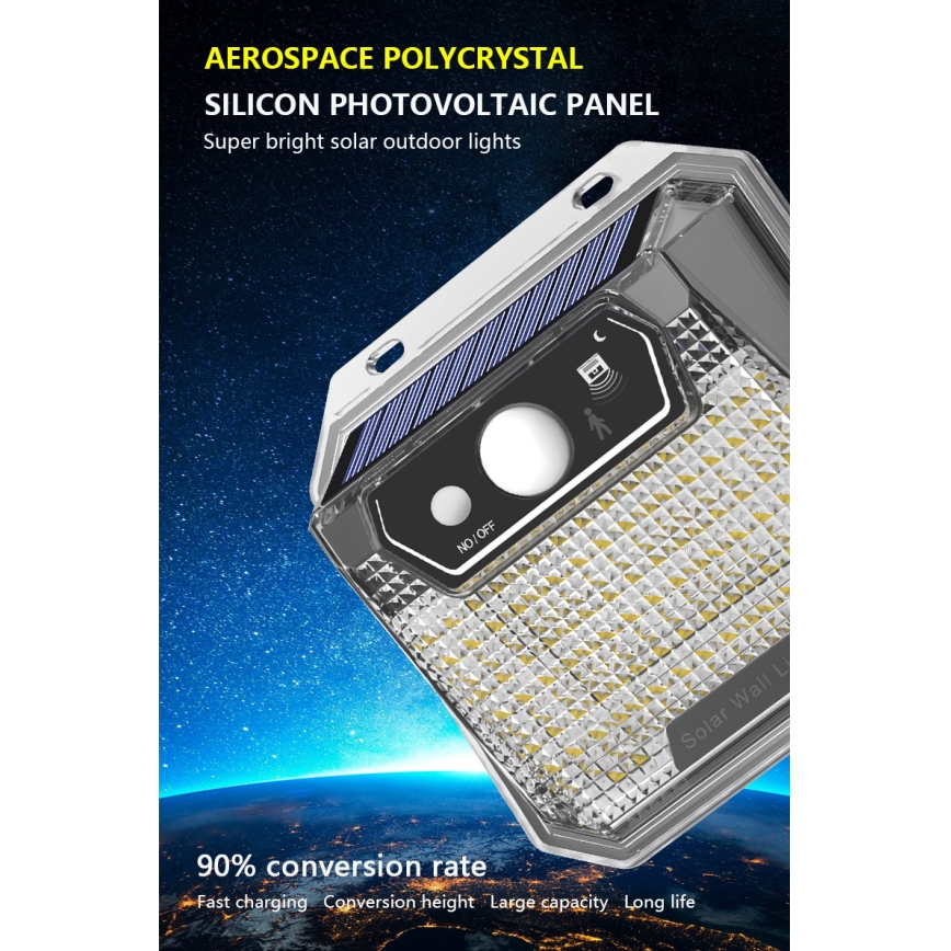 Applique a LED solare con sensore LED/3W/5,5V IP65 1200 mAh