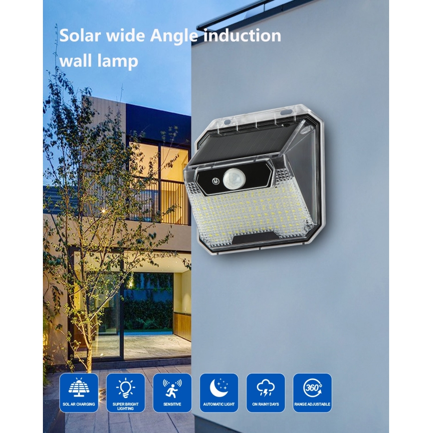 Applique a LED solare con sensore LED/3W/5,5V IP65 1200 mAh