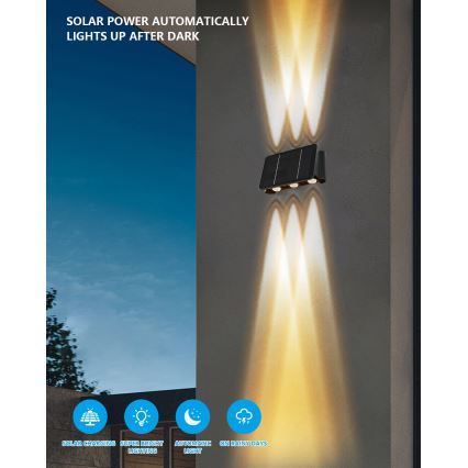 Applique a LED solare con sensore LED/2W/5V IP54 1300 mAh