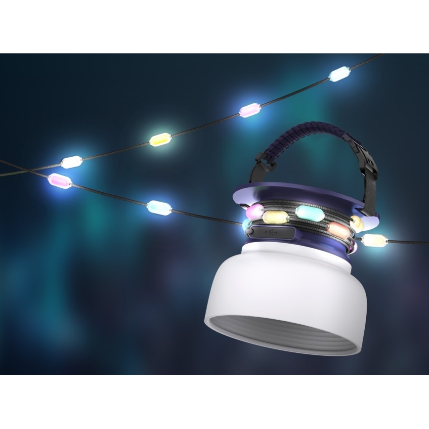 LED RGB Lampada solare portatile ricaricabile con catena LED/10W/5V 3600 mAh IP65 3600 mAh