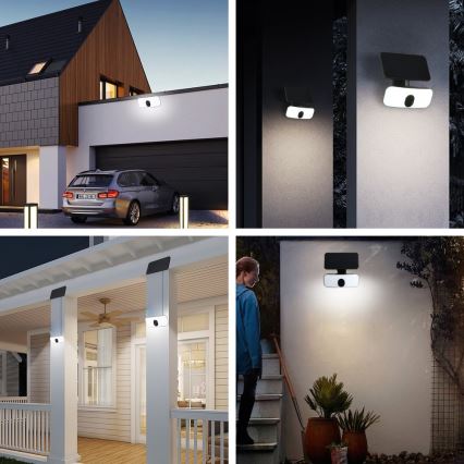 Lampada da parete solare LED con sensore LED/13W/3,7V 4000K IP65 400 mAh