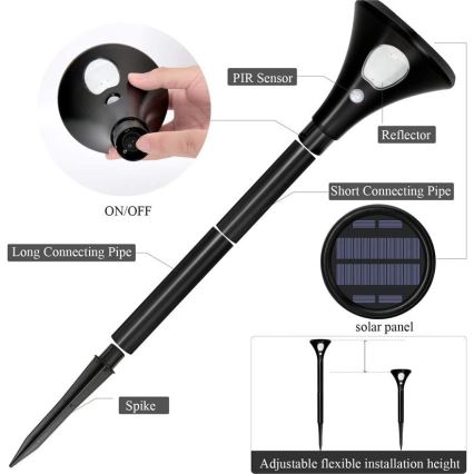 Lampada solare LED con sensore LED/1W/3,7V 6000K IP65 1500 mAh