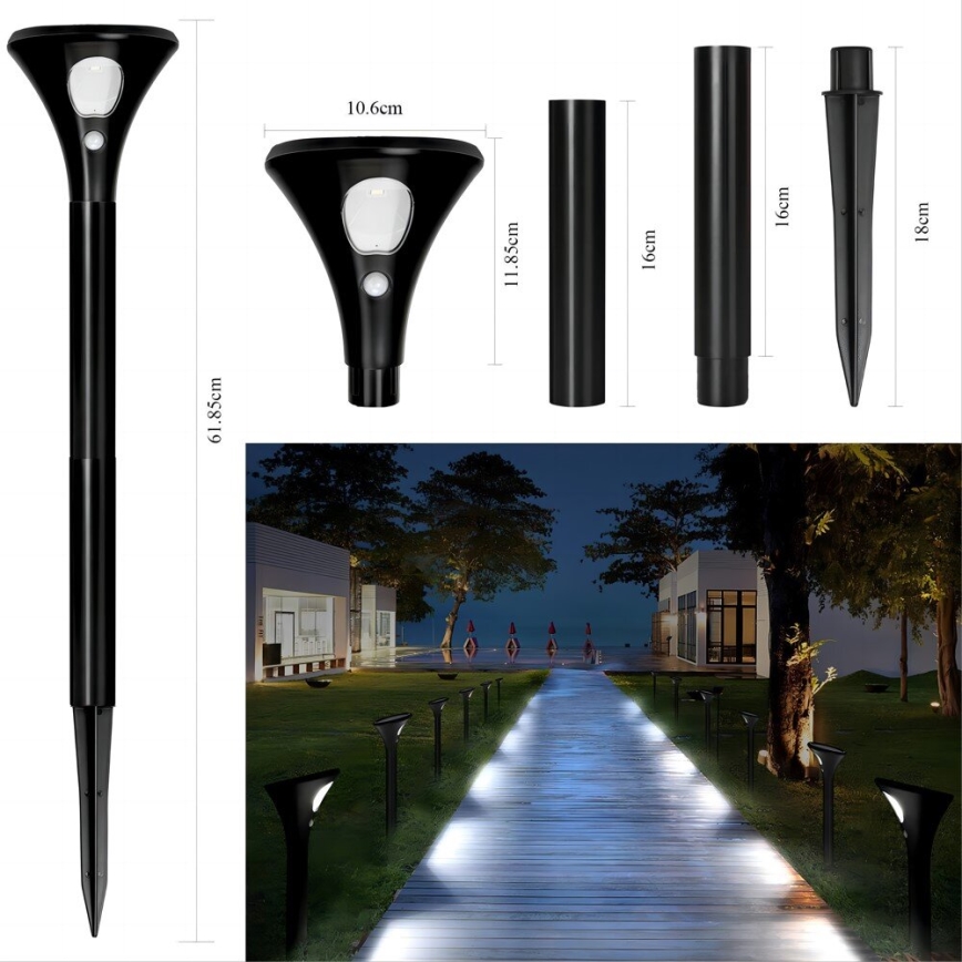 Lampada solare LED con sensore LED/1W/3,7V 6000K IP65 1500 mAh