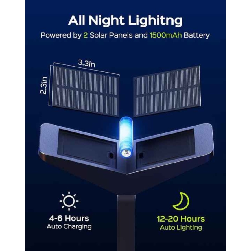 Lampada solare a LED con sensore SUN BUTTERFLY LED/1,5W/3,7V 3000/6000K IP65 1500 mAh