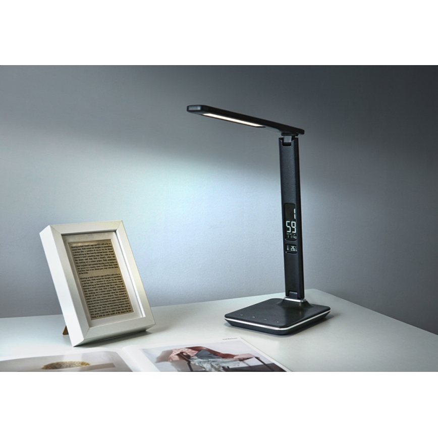 LED Lampada da tavolo dimmerabile con display  LED/9W/230V/12V nero