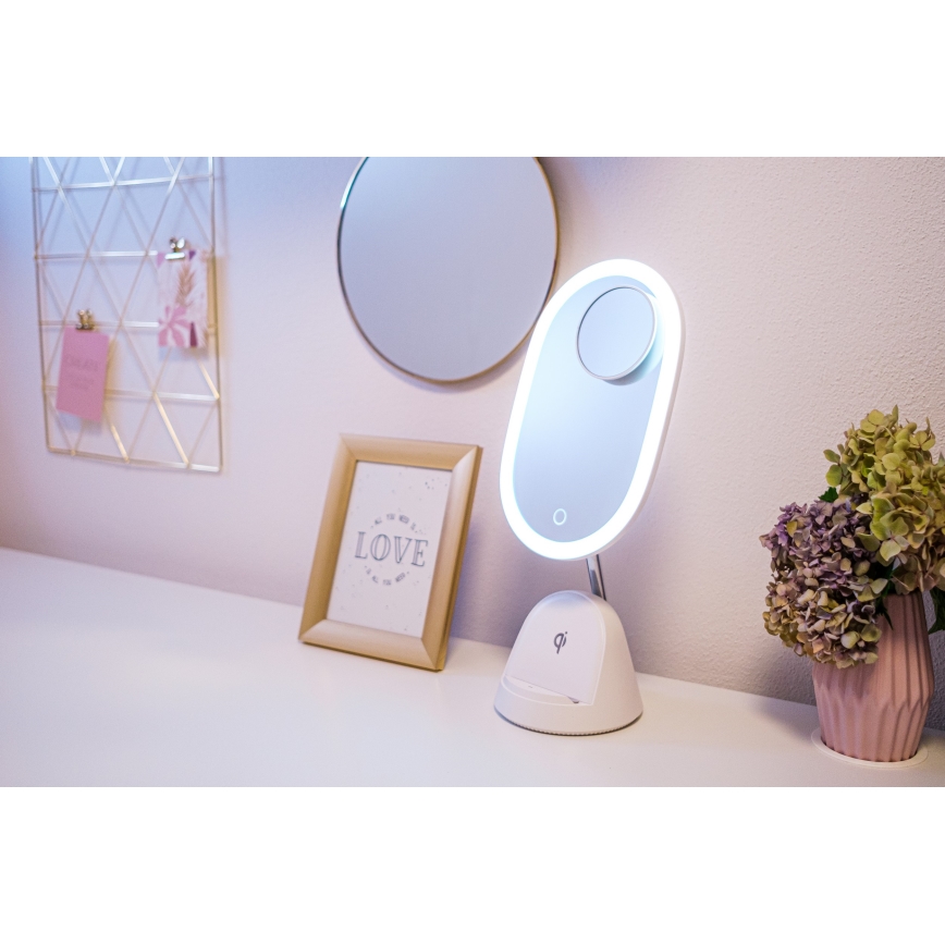 Specchio LED dimmerabile con ricarica wireless LED/18W/230V