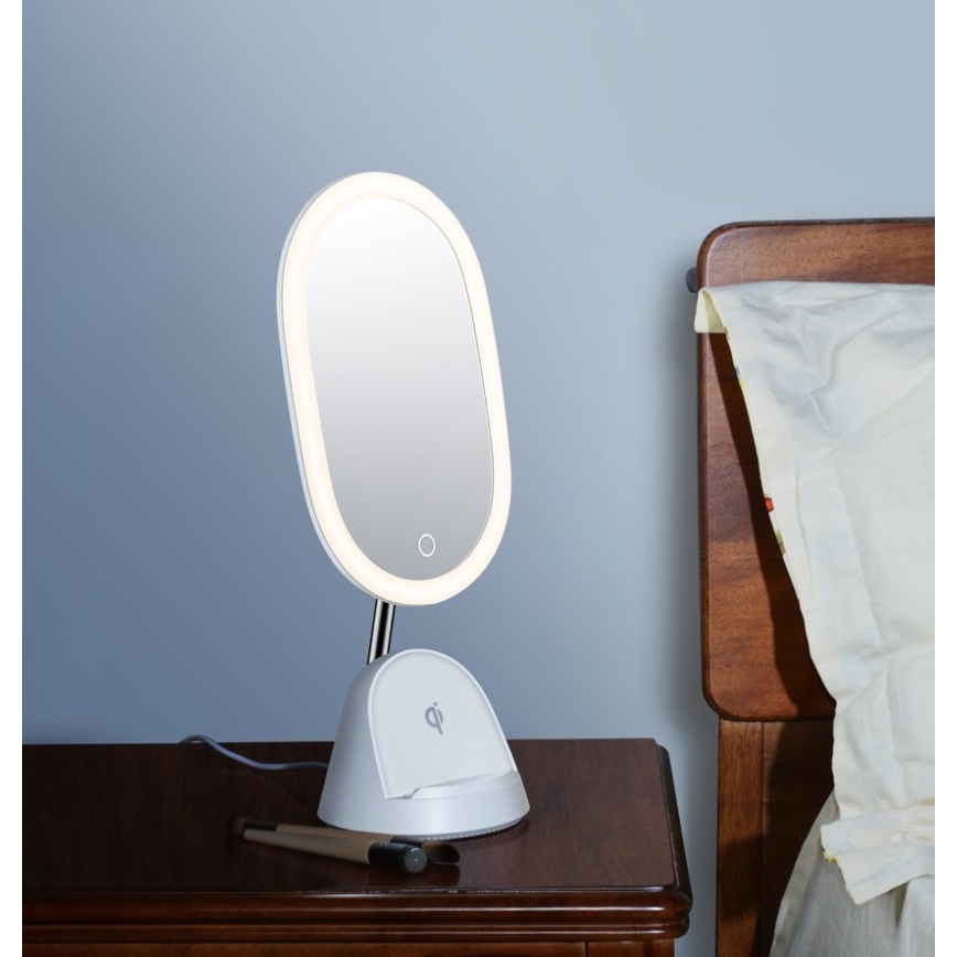 Specchio LED dimmerabile con ricarica wireless LED/18W/230V