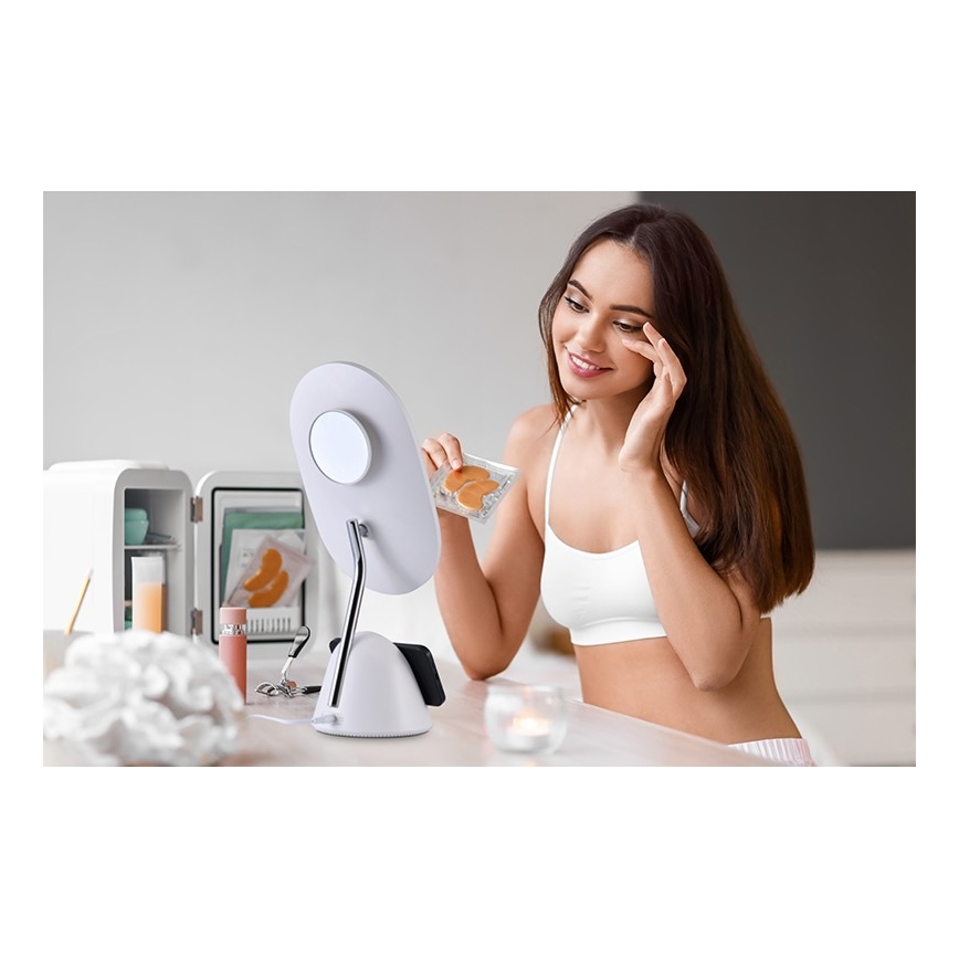 Specchio LED dimmerabile con ricarica wireless LED/18W/230V