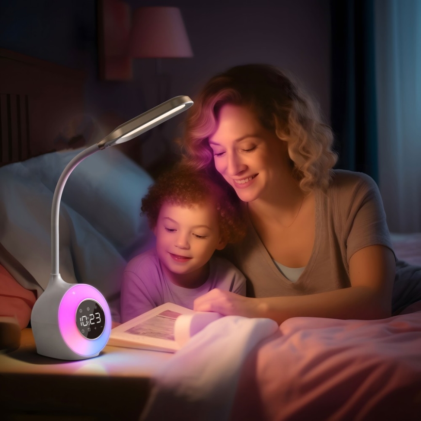 LED RGBW Lampada da tavolo dimmerabile con sveglia FALCON LED/10W/12V