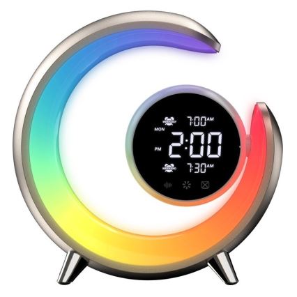 Lampada da tavolo dimmerabile LED RGBW con sveglia PEACOCK LED/20W/5V USB