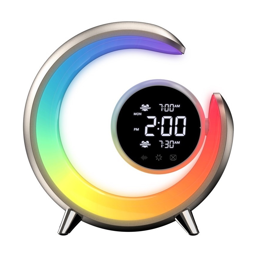 Lampada da tavolo dimmerabile LED RGBW con sveglia PEACOCK LED/20W/5V USB