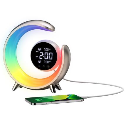 Lampada da tavolo dimmerabile LED RGBW con sveglia PEACOCK LED/20W/5V USB