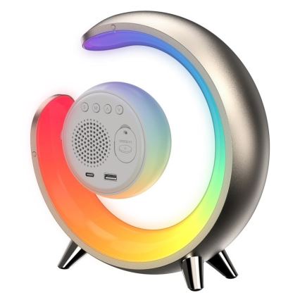 Lampada da tavolo dimmerabile LED RGBW con sveglia PEACOCK LED/20W/5V USB