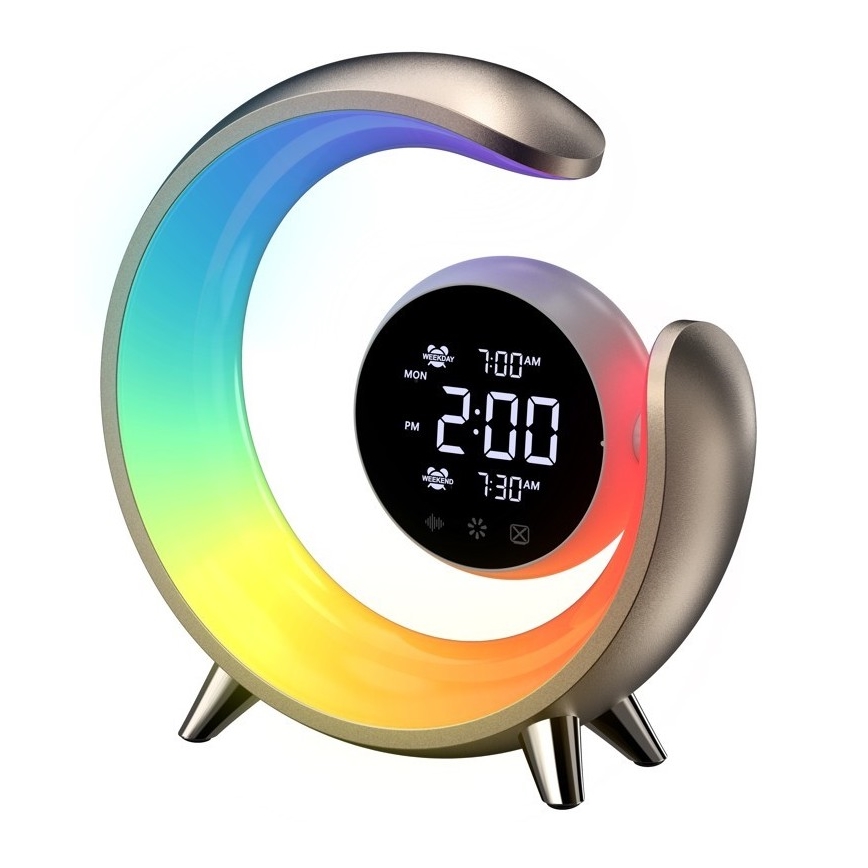 LED RGBW Lampada da tavolo dimmerabile con sveglia PEACOCK LED/20W/5V USB