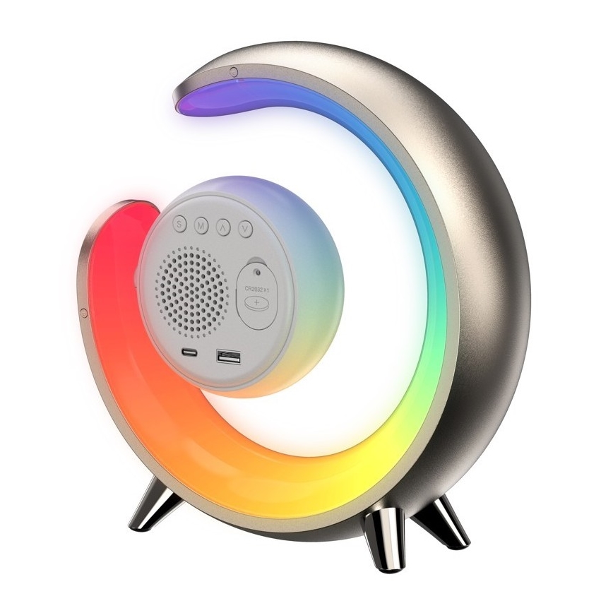 LED RGBW Lampada da tavolo dimmerabile con sveglia PEACOCK LED/20W/5V USB