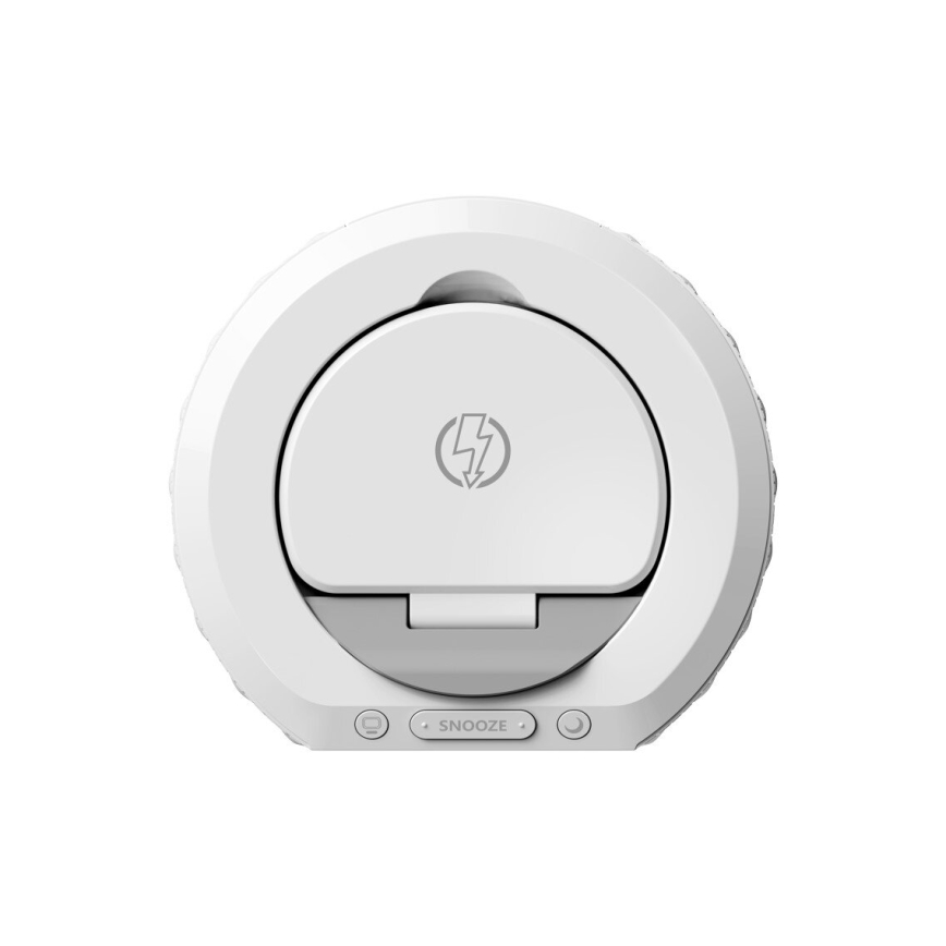 Orologio a sveglia con display LCD e senza fili Qi caricatore 27W/9V 220 mAh bianco