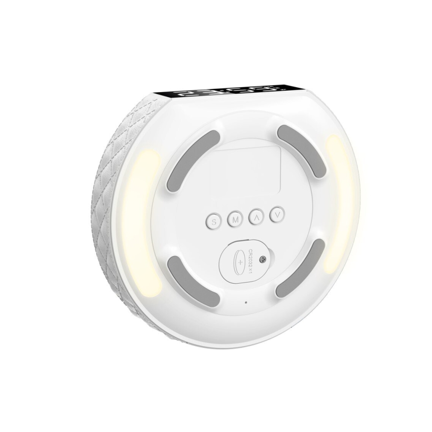 Orologio a sveglia con display LCD e senza fili Qi caricatore 27W/9V 220 mAh bianco