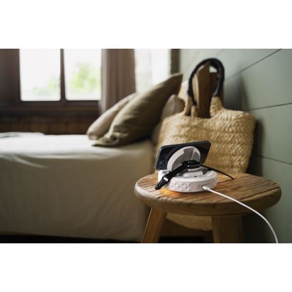 Sveglia con display LCD e caricatore wireless Qi 27W/9V 220 mAh bianco