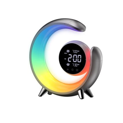 Lampada da tavolo dimmerabile LED RGBW con sveglia LED/20W/5V USB argento