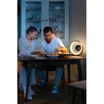 LED RGBW Lampada da tavolo dimmerabile con sveglia LED/20W/5V USB argento