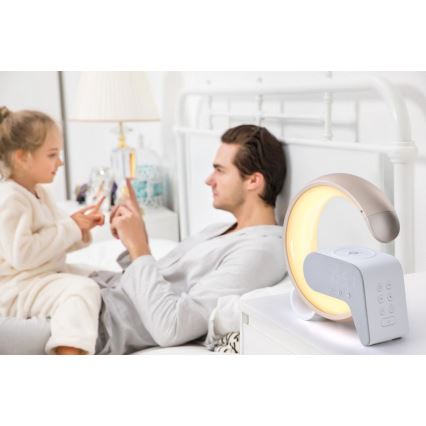 LED RGB Lampada da tavolo dimmerabile con sveglia e Qi di ricarica 30W/230V oro
