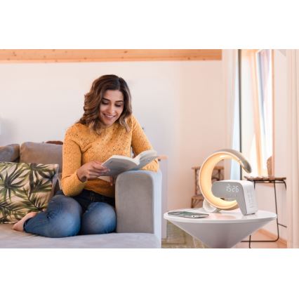 LED RGB Lampada da tavolo dimmerabile con sveglia e Qi di ricarica 30W/230V oro