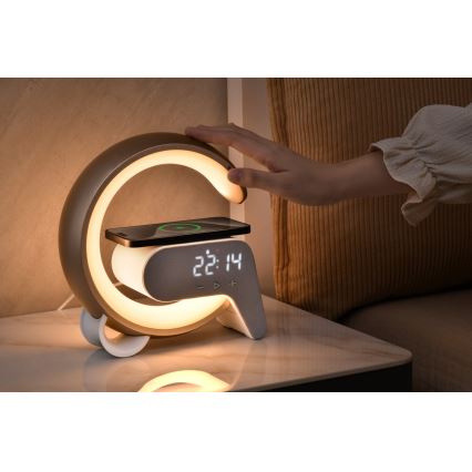 LED RGB Lampada da tavolo dimmerabile con sveglia e Qi di ricarica 30W/230V oro