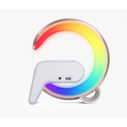 LED RGB Lampada da tavolo dimmerabile con sveglia e Qi di ricarica 30W/230V oro