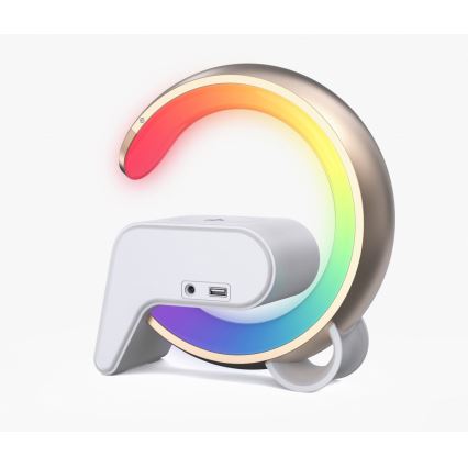 LED RGB Lampada da tavolo dimmerabile con sveglia e Qi di ricarica 30W/230V oro