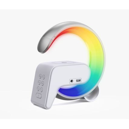 LED RGB Lampada da tavolo dimmerabile con sveglia e Qi di ricarica 30W/230V argento