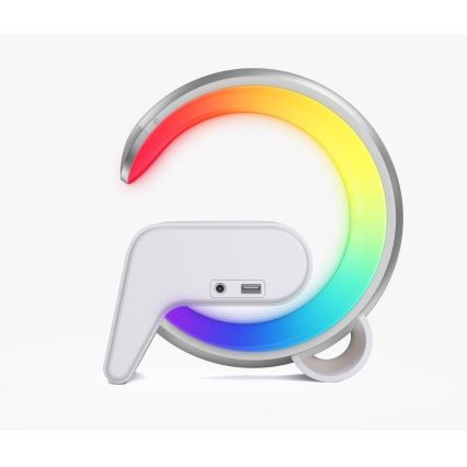 LED RGB Lampada da tavolo dimmerabile con sveglia e Qi di ricarica 30W/230V argento