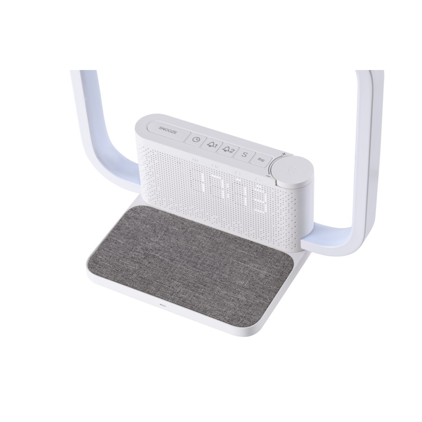 Lampada da tavolo LED dimmerabile con sveglia e Qi di ricarica LED/18W/230V bianco