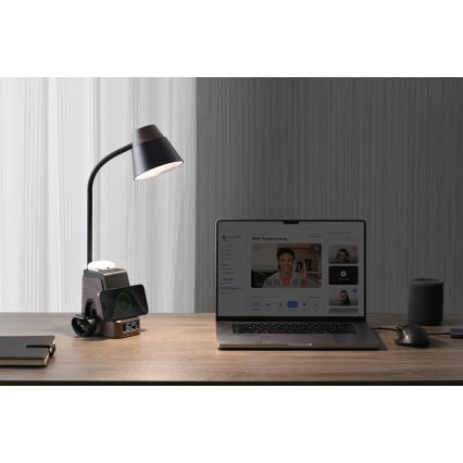 Lampada da tavolo LED+CCT dimmerabile con ricarica wireless QI IDEAL LED/8W/230V 2700/4000/5000K marrone
