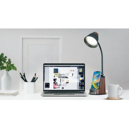 Lampada da tavolo LED+CCT dimmerabile con ricarica wireless QI IDEAL LED/8W/230V 2700/4000/5000K marrone