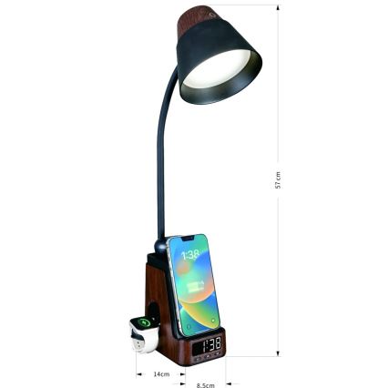 Lampada da tavolo LED+CCT dimmerabile con ricarica wireless QI IDEAL LED/8W/230V 2700/4000/5000K marrone