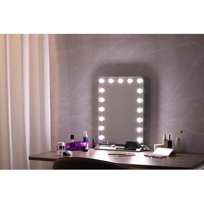 Specchio da trucco dimmerabile HOLLYWOOD LED/18W/230V 3000/4200/6000K grigio