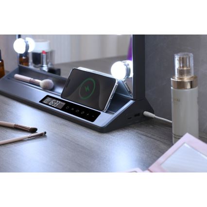 Specchio da trucco dimmerabile HOLLYWOOD LED/18W/230V 3000/4200/6000K grigio