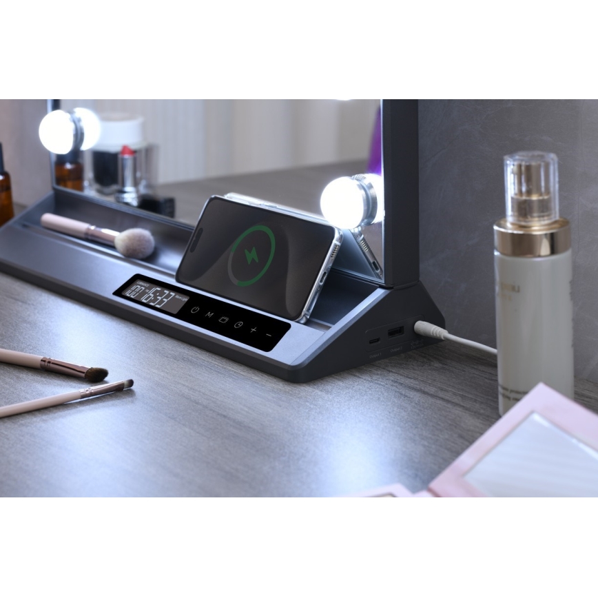 Specchio da trucco dimmerabile HOLLYWOOD LED/18W/230V 3000/4200/6000K grigio