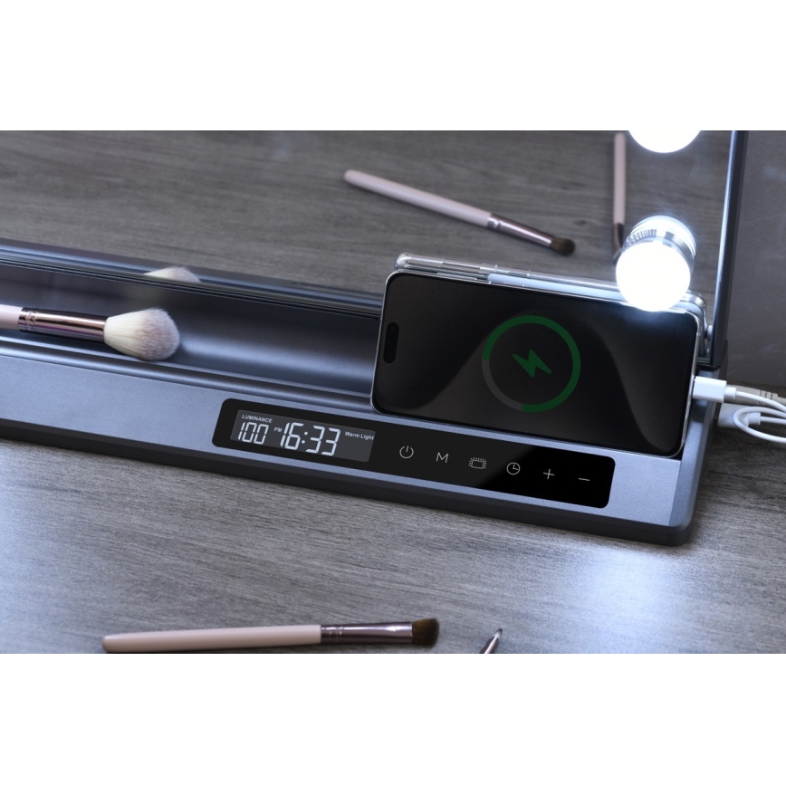 Specchio da trucco dimmerabile HOLLYWOOD LED/18W/230V 3000/4200/6000K grigio