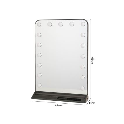 Specchio da trucco dimmerabile HOLLYWOOD LED/18W/230V 3000/4200/6000K grigio